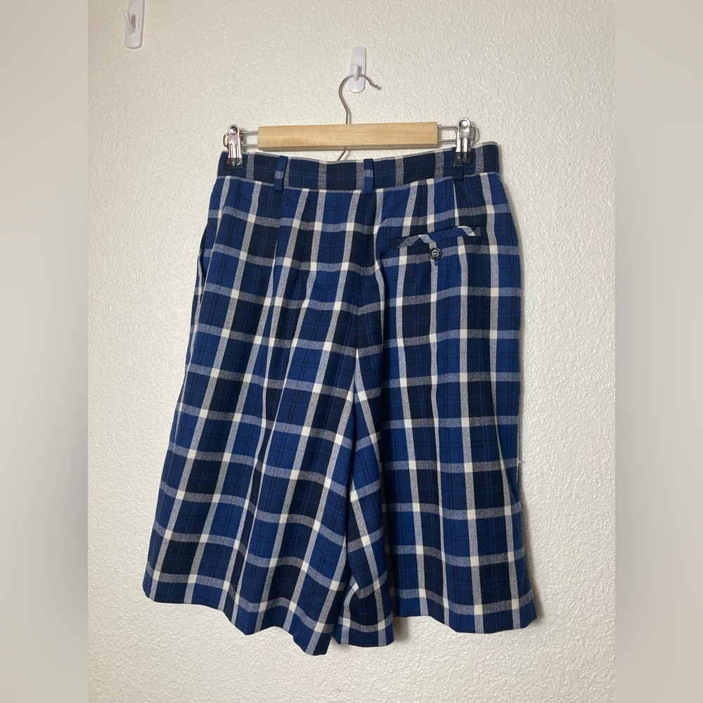 Vintage Talbots blue plaid 100% worsted wool short pants size 10 - Picture 3 of 8